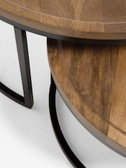 Dark Valencia Mango Wood Nest of 2, Round Coffee Table - Image 6 of 6