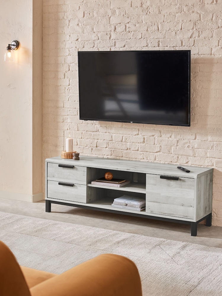 Grey Bronx Oak Effect Up to 65 inch TV Unit - Image 1 of 8