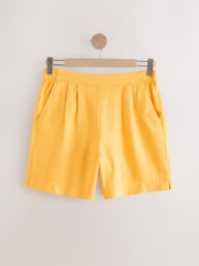 Yellow Linen Knee length Shorts - Image 1 of 4