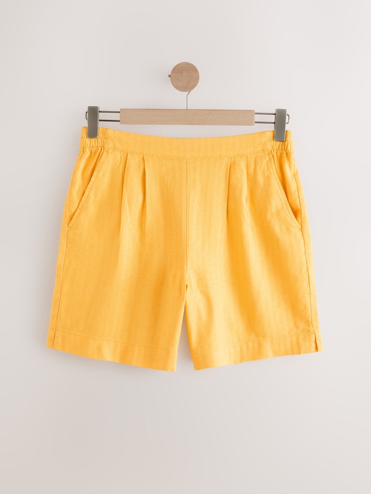Yellow Linen Knee length Shorts - Image 1 of 4