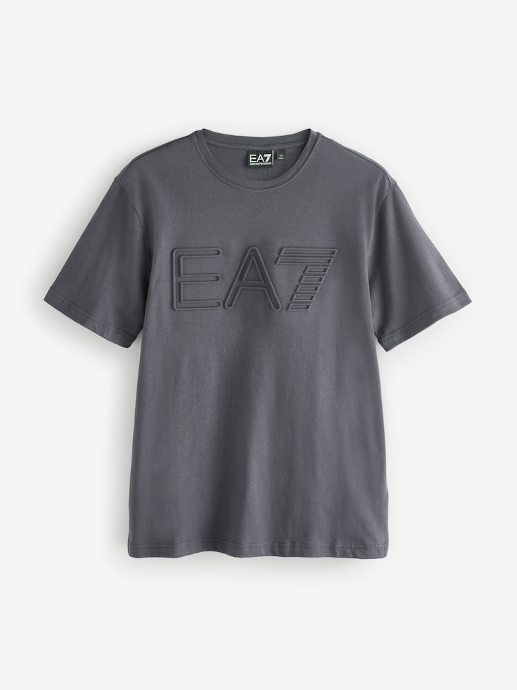 Серый - Armani футболка из 100% хлопка с фактурным логотипом Emporio EA7 - Image 1 of 1