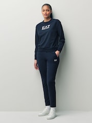 Синий хлопковый спортивный костюм с логотипом Emporio Armani EA7 - Изображение 1 из 11