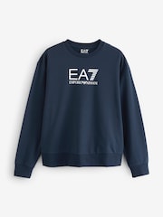 Синий хлопковый спортивный костюм с логотипом Emporio Armani EA7 - Изображение 10 из 11