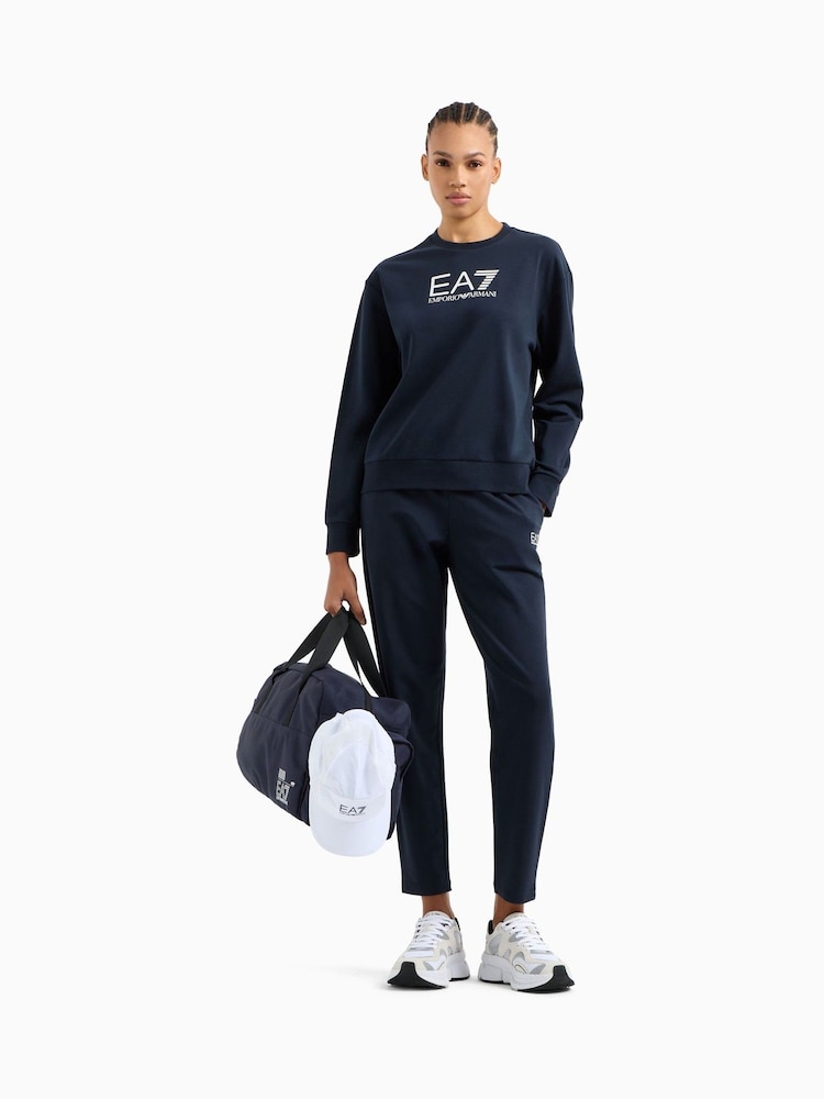 Синий хлопковый спортивный костюм с логотипом Emporio Armani EA7 - Изображение 2 из 11