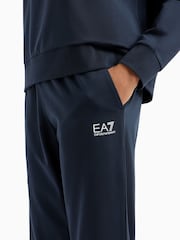 Синий хлопковый спортивный костюм с логотипом Emporio Armani EA7 - Изображение 8 из 11