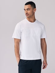 Белый - Armani футболка из 100% хлопка с фактурным логотипом Emporio EA7 - Image 1 of 5