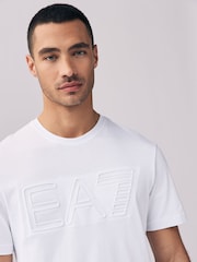 Белый - Armani футболка из 100% хлопка с фактурным логотипом Emporio EA7 - Image 3 of 5