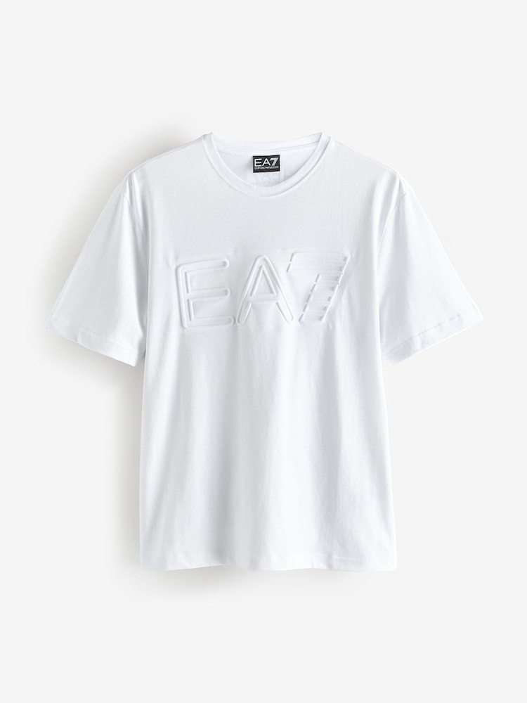 Белый - Armani футболка из 100% хлопка с фактурным логотипом Emporio EA7 - Image 5 of 5