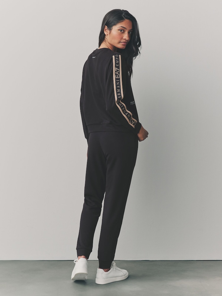 Emporio Armani EA7 Logo Tape Black Tracksuit - Image 2 of 10