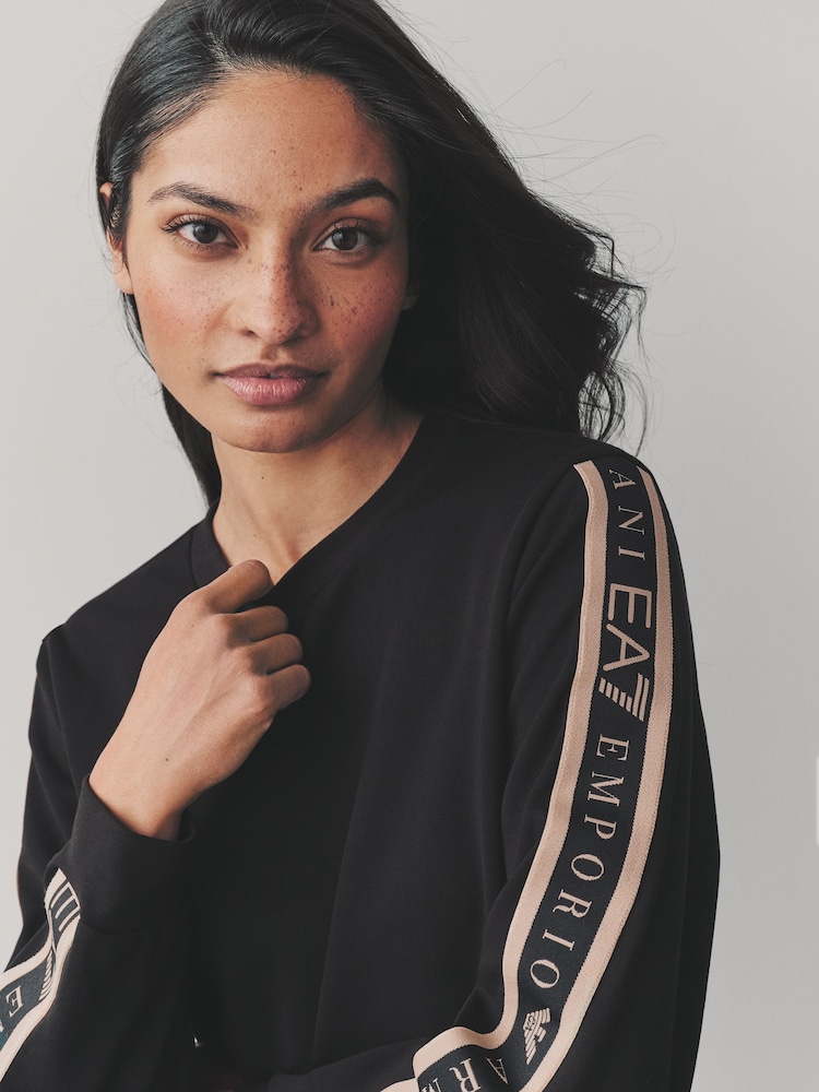 Emporio Armani EA7 Logo Tape Black Tracksuit - Image 3 of 10