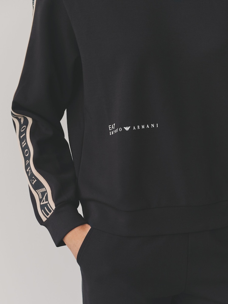Emporio Armani EA7 Logo Tape Black Tracksuit - Image 6 of 10