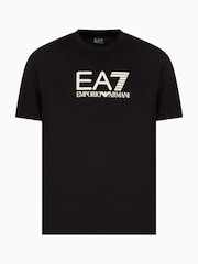 Emporio Armani EA7 Textured Logo 100% Cotton Black T-Shirt - Image 4 of 4