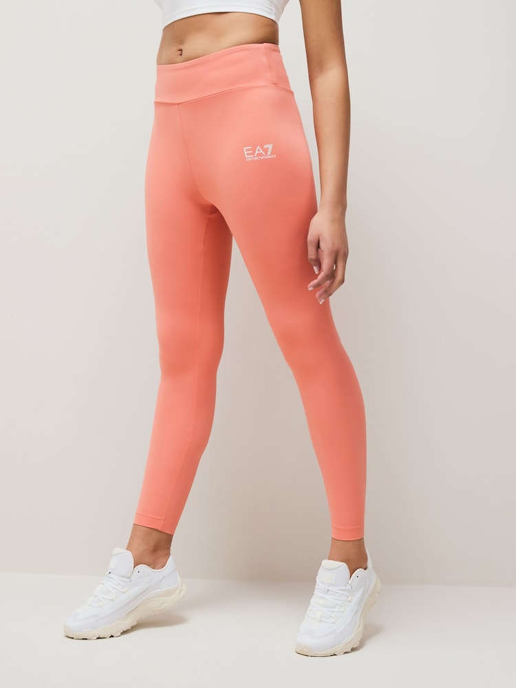 Emporio Armani EA7 Pink Logo Stretch Long Leggings - Image 1 of 1