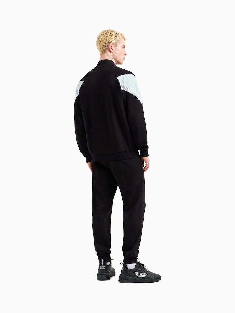 Emporio Armani EA7 Full Zip Contrast Logo 100% Cotton Black Tracksuit - Image 2 of 8