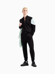 Emporio Armani EA7 Full Zip Contrast Logo 100% Cotton Black Tracksuit - Image 3 of 8