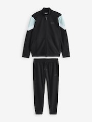 Emporio Armani EA7 Full Zip Contrast Logo 100% Cotton Black Tracksuit - Image 6 of 8