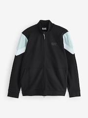 Emporio Armani EA7 Full Zip Contrast Logo 100% Cotton Black Tracksuit - Image 7 of 8