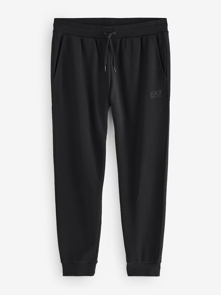 Emporio Armani EA7 Full Zip Contrast Logo 100% Cotton Black Tracksuit - Image 8 of 8