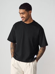 Emporio Armani EA7 Boxy Logo Back Graphic 100% Cotton Black T-Shirt - Image 1 of 5