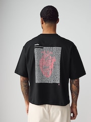Emporio Armani EA7 Boxy Logo Back Graphic 100% Cotton Black T-Shirt - Image 2 of 5