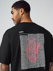 Emporio Armani EA7 Boxy Logo Back Graphic 100% Cotton Black T-Shirt - Image 3 of 5