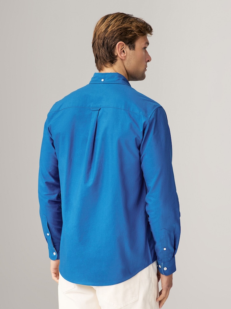 Bleu cobalt - Ajustement régulier - Chemise Oxford à manches longues - Image 4 of 7