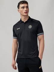 Emporio Armani EA7 Sports Inspired Black Polo Shirt - Image 1 of 4