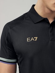 Emporio Armani EA7 Sports Inspired Black Polo Shirt - Image 2 of 4