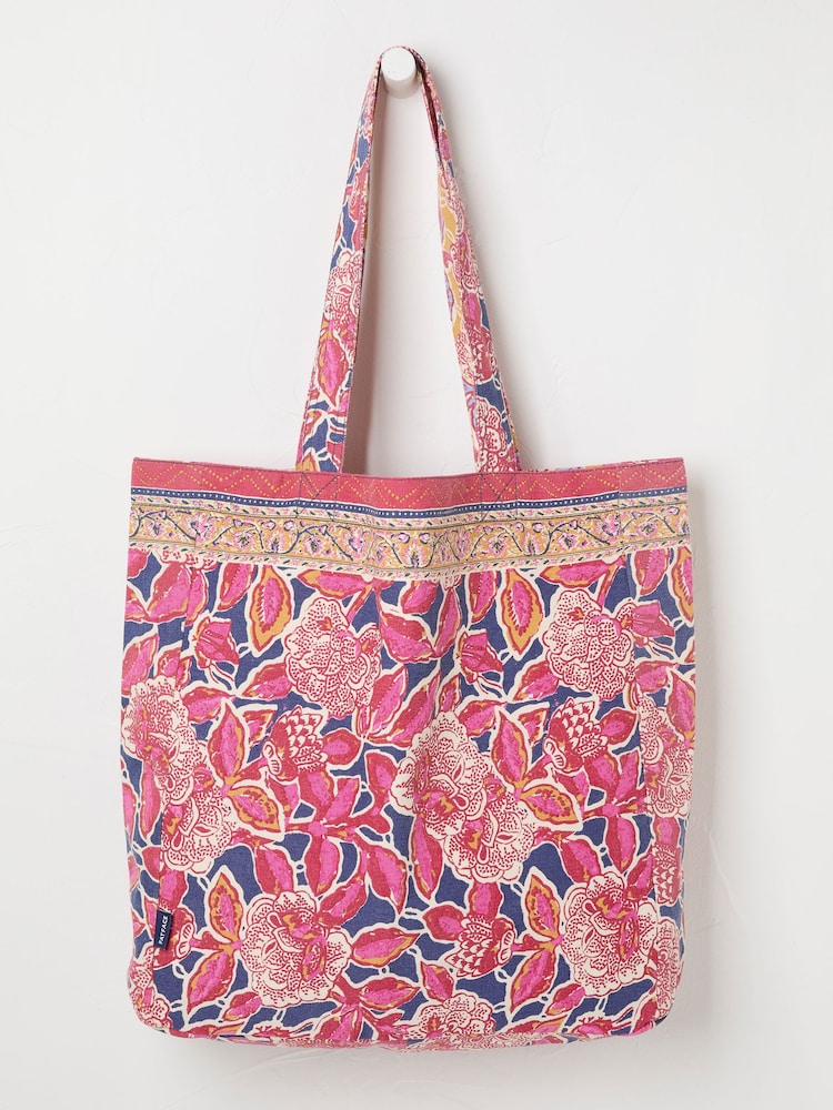 FatFace Dark Pink 100% Cotton Reversible Tote Bag - Image 1 of 4