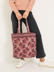FatFace Dark Pink 100% Cotton Reversible Tote Bag - Image 3 of 4