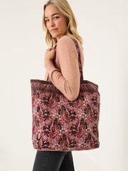 FatFace Dark Pink 100% Cotton Reversible Tote Bag - Image 4 of 4