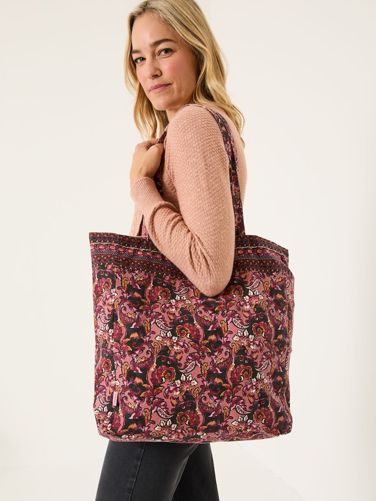 FatFace Dark Pink 100% Cotton Reversible Tote Bag - Image 4 of 4