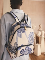Cath Kidston Blue/White Floral Curve Backpack - Image 2 of 4