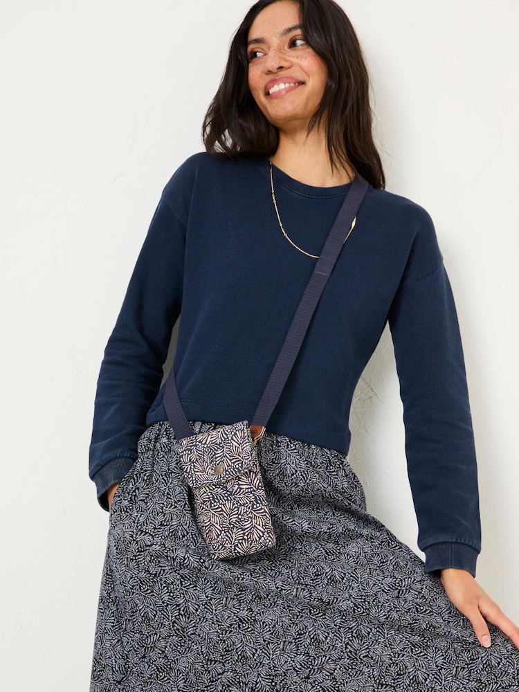 FatFace Navy Blue Canvas Phone Bag - Image 1 of 3