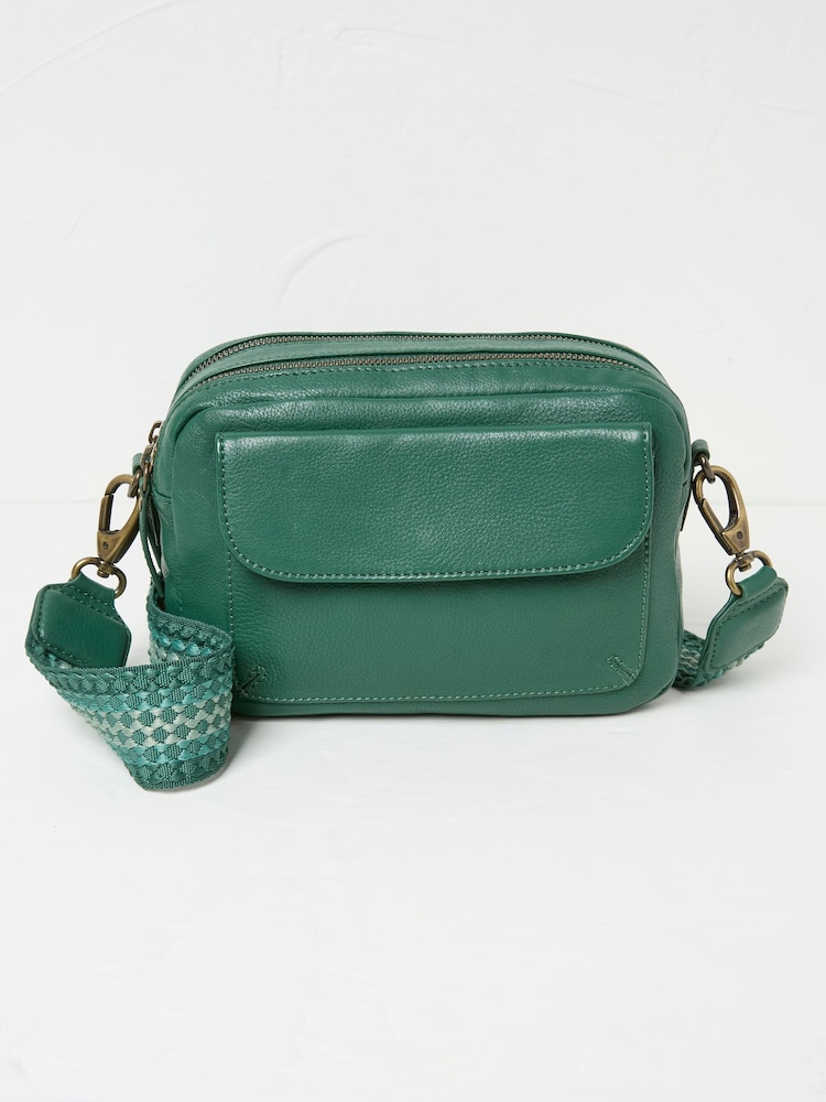 FatFace Oslo Bright Green Camera Bag with Ornate Strap - Image 1 of 3