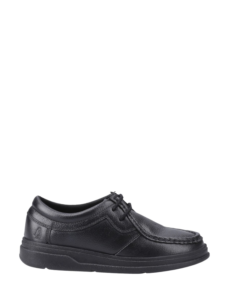 Hush Puppies Black Ronan Mocc Toe Junior School Shoes - Image 1 of 4 Hush Puppies Black Ronan Mocc Toe Junior School Shoes - Image 1 of 4