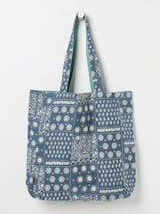 FatFace Navy Blue 100% Cotton Reversible Tote Bag - Image 1 of 2