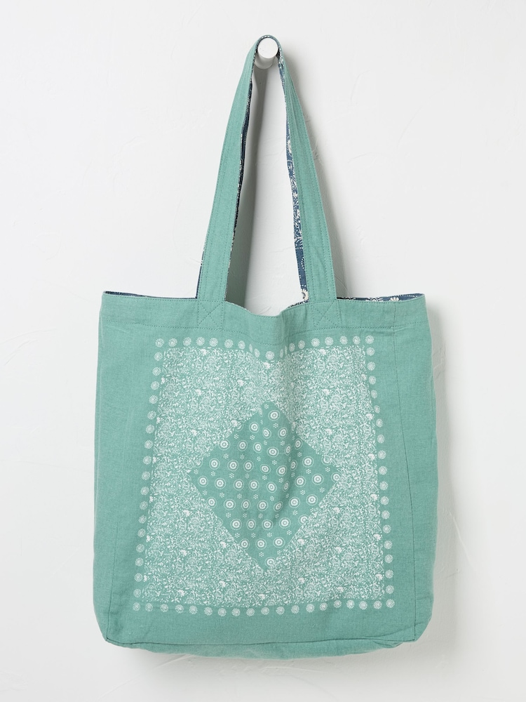 FatFace Navy Blue 100% Cotton Reversible Tote Bag - Image 2 of 2