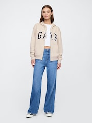beige - Sweat à capuche Gap décontracté zippé à logo - Image 3 de 5