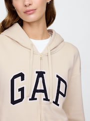 beige - Sweat à capuche Gap décontracté zippé à logo - Image 4 de 5