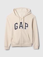 beige - Sweat à capuche Gap décontracté zippé à logo - Image 5 de 5