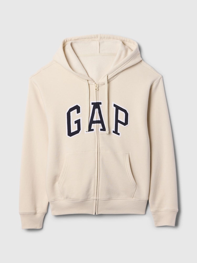 beige - Sweat à capuche Gap décontracté zippé à logo - Image 5 de 5