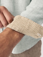 Sage Green Grandad Collar Cotton Linen Blend Long Sleeve Shirt - Image 5 of 9