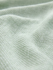 Sage Green Grandad Collar Cotton Linen Blend Long Sleeve Shirt - Image 8 of 9