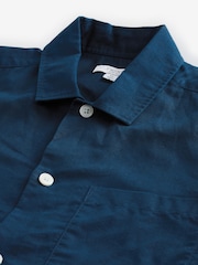 Navy Blue Cotton Linen Blend Long Sleeve Shirt - Image 2 of 3