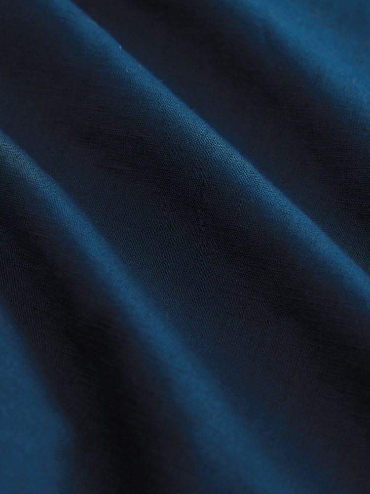 Navy Blue Cotton Linen Blend Long Sleeve Shirt - Image 3 of 3