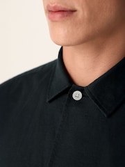 Black Cotton Linen Blend Long Sleeve Shirt - Image 4 of 9