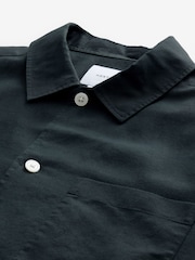 Black Cotton Linen Blend Long Sleeve Shirt - Image 8 of 9