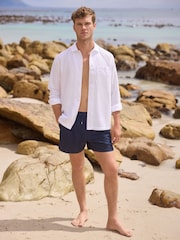 White Cotton Linen Blend Long Sleeve Shirt - Image 2 of 8