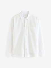 White Cotton Linen Blend Long Sleeve Shirt - Image 6 of 8